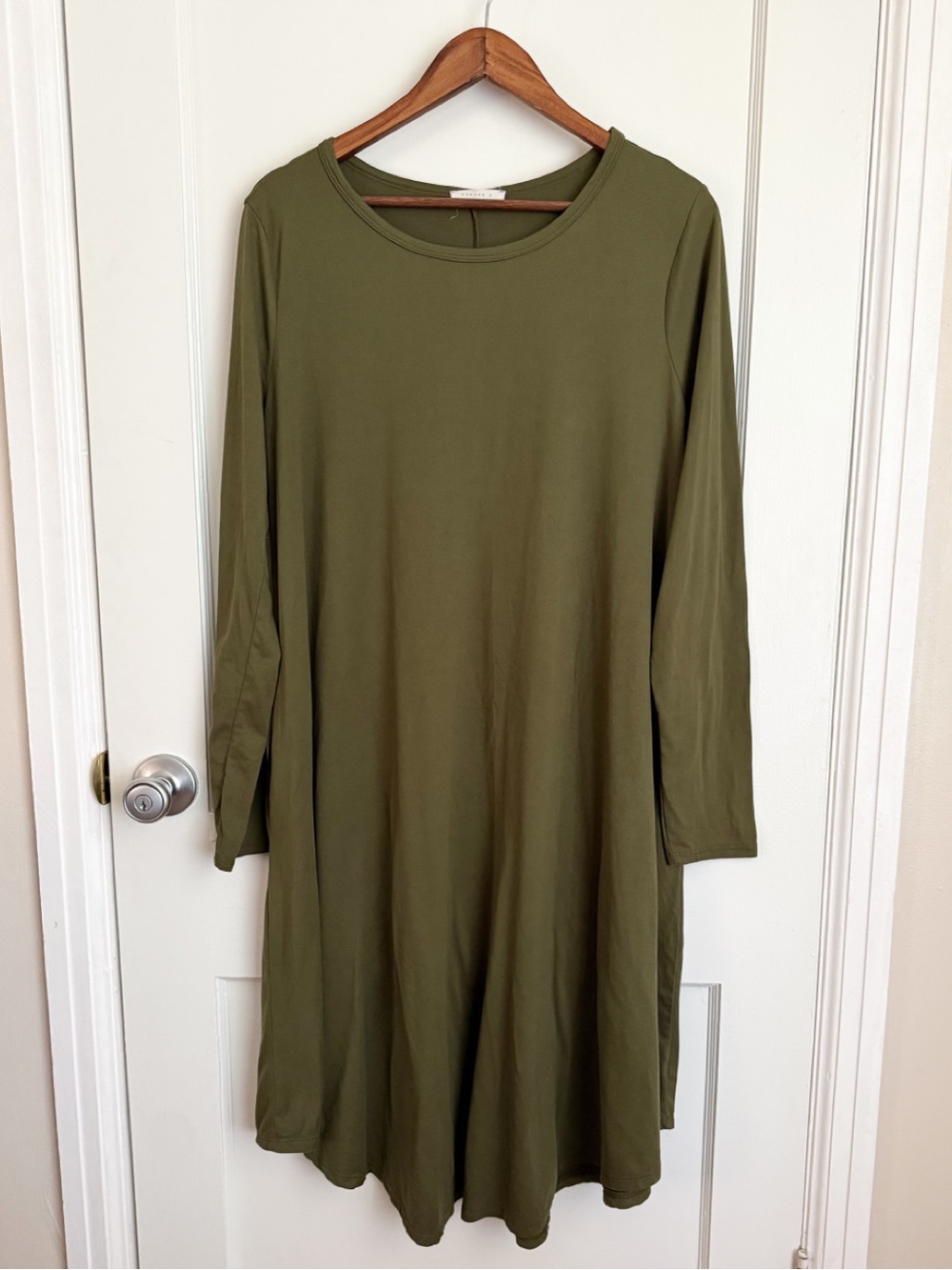 Reborn J Olive Green Long Sleeve Swing Dress